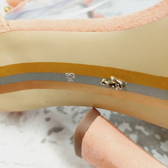 New Sam Edelman Luella Peach Leather Ankle Strap heeled Sandal C859 - Picture 10 of 12
